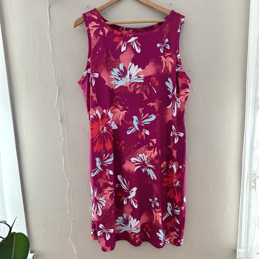 Columbia Womens Chill River Printed Dress Size XXL Pink Floral UPF 50 Omni Wick